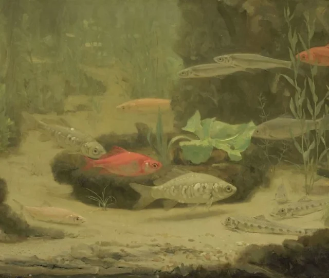 Gold- and Silverfish in an Aquarium